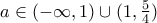 a\in (-\infty,1)\cup(1,\frac{5}{4}) a\in (-\infty,1)\cup(1,\frac{5}{4})
