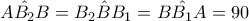 A\hat{B_2}B=B_2\hat{B}B_1=B\hat{B_1}A=90 A\hat{B_2}B=B_2\hat{B}B_1=B\hat{B_1}A=90