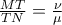 \frac{MT}{TN}=\frac{\nu }{\mu } \frac{MT}{TN}=\frac{\nu }{\mu }