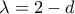 \lambda= 2-d \lambda= 2-d