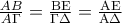\frac{{AB}}{{A\Gamma }} = \frac{{{\rm B}{\rm E}}}{{\Gamma \Delta }} = \frac{{{\rm A}{\rm E}}}{{{\rm A}\Delta }} \frac{{AB}}{{A\Gamma }} = \frac{{{\rm B}{\rm E}}}{{\Gamma \Delta }} = \frac{{{\rm A}{\rm E}}}{{{\rm A}\Delta }}