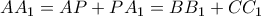 A{A_1} = AP + P{A_1} = B{B_1} + C{C_1} A{A_1} = AP + P{A_1} = B{B_1} + C{C_1}
