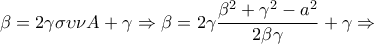 \displaystyle{\beta = 2\gamma \sigma \upsilon \nu A + \gamma \Rightarrow \beta =2\gamma \frac{\beta ^2 +\gamma ^2 -a^2}{2\beta \gamma}+\gamma \Rightarrow} \displaystyle{\beta = 2\gamma \sigma \upsilon \nu A + \gamma \Rightarrow \beta =2\gamma \frac{\beta ^2 +\gamma ^2 -a^2}{2\beta \gamma}+\gamma \Rightarrow}