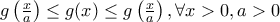 g\left(\frac {x}{a}\right) \le g(x) \le g\left(\frac {x}{a}\right), \forall x>0, a>0 g\left(\frac {x}{a}\right) \le g(x) \le g\left(\frac {x}{a}\right), \forall x>0, a>0