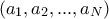 (a_1, a_2, ... , a_N) (a_1, a_2, ... , a_N)