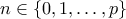 n \in \{0,1,\ldots,p\} n \in \{0,1,\ldots,p\}