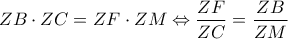 ZB\cdot ZC=ZF\cdot ZM\Leftrightarrow \dfrac{ZF}{ZC}=\dfrac{ZB}{ZM}