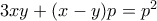 3xy+(x-y)p=p^2 3xy+(x-y)p=p^2