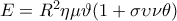 E=R^2\eta \mu \vartheta (1+\sigma \upsilon \nu \theta ) E=R^2\eta \mu \vartheta (1+\sigma \upsilon \nu \theta )