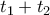 \displaystyle
t_1 + t_2 \displaystyle
t_1 + t_2