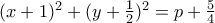 (x+1)^2+(y+\frac{1}{2})^2=p+\frac{5}{4} (x+1)^2+(y+\frac{1}{2})^2=p+\frac{5}{4}