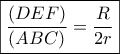 \boxed{\frac{{(D EF)}}{{(ABC)}} = \frac{R}{{2r}}} \boxed{\frac{{(D EF)}}{{(ABC)}} = \frac{R}{{2r}}}