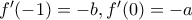 f'(-1)=-b, f'(0)=-a f'(-1)=-b, f'(0)=-a