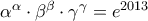 \alpha ^{\alpha}\cdot \beta ^{\beta}\cdot \gamma ^{\gamma}=e^{2013} \alpha ^{\alpha}\cdot \beta ^{\beta}\cdot \gamma ^{\gamma}=e^{2013}
