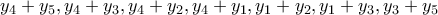 y_4+y_5, y_4+y_3, y_4+y_2, y_4+y_1, y_1+y_2, y_1+y_3, y_3+y_5