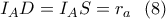 \displaystyle{I_AD=I_AS=r_a \  \ (8)}
