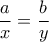  \dfrac {a}{x}= \dfrac {b}{y}