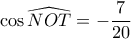 \cos \widehat {NOT}= -\dfrac {7}{20}