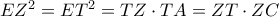 E{Z^2} = E{T^2} = TZ \cdot TA = ZT \cdot ZC