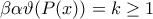 \displaystyle \beta \alpha \vartheta (P(x))=k\geq 1