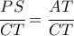  \cfrac{PS}{CT} = \cfrac{AT}{CT} \quad