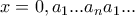 x=0,a_1...a_na_1... x=0,a_1...a_na_1...