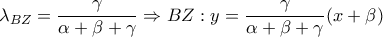\displaystyle\lambda _{BZ}=\frac{\gamma }{\alpha +\beta +\gamma }\Rightarrow BZ: y=\frac{\gamma }{\alpha +\beta +\gamma }(x+\beta )