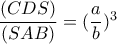 \dfrac{(CDS)}{(SAB)}= (\dfrac{a}{b})^3 \dfrac{(CDS)}{(SAB)}= (\dfrac{a}{b})^3