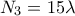 \displaystyle{{{N}_{3}}=15\lambda }