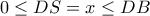 0\leq DS=x\leq DB 0\leq DS=x\leq DB