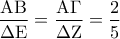 \displaystyle{\frac{{{\rm A}{\rm B}}}{{\Delta {\rm E}}} = \frac{{{\rm A}\Gamma }}{{\Delta {\rm Z}}} = \frac{2}{5}}