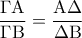 \displaystyle\frac{{\Gamma {\rm A}}}{{\Gamma {\rm B}}} = \displaystyle\frac{{{\rm A}\Delta }}{{\Delta {\rm B}}}