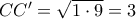 CC'=\sqrt {1\cdot 9}=3