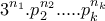 \displaystyle{3^{n_1}.p_2 ^{n_2} . ... . p_k ^{n_k}}