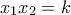 \displaystyle{{x_1}{x_2} = k}