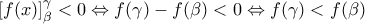 \left[ f(x) \right]_{\beta }^{\gamma }<0\Leftrightarrow f(\gamma )-f(\beta )<0\Leftrightarrow f(\gamma )<f(\beta )