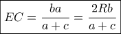 \boxed{EC = \frac{{ba}}{{a + c}} = \frac{{2Rb}}{{a + c}}}