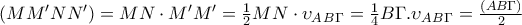 (MM'NN')= MN \cdot M'M'=\frac{1}{2} MN \cdot \upsilon_ A_B_\Gamma =\frac{1}{4} B\Gamma . \upsilon_ A_B_\Gamma =\frac{(AB\Gamma)}{2}