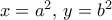 x=a^2, \, y=b^2