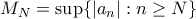 M_N= \sup \{ |a_n| : n\ge N \}