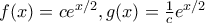 f(x) = c e^{x/2}, g(x) = \frac{1}{c} e^{x/2}