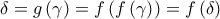 \delta =g\left( \gamma  \right)=f\left( f\left( \gamma  \right) \right)=f\left( \delta  \right)
