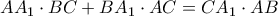 AA_1\cdot BC+BA_1\cdot AC=CA_1\cdot AB