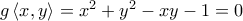 g\left<x,y \right>=x^{2}+y^{2}-xy-1=0