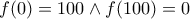 f(0)=100 \wedge f(100)=0