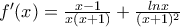 f'(x)=\frac{x-1}{x(x+1)}+\frac{lnx}{(x+1)^{2}}