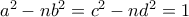 a^2 - nb^2 = c^2 - nd^2 = 1