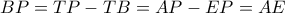 BP=TP-TB=AP-EP=AE