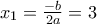 x_1=\frac{-b}{2a}=3