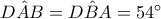 D\hat{A}B = D\hat{B}A = 54^\circ